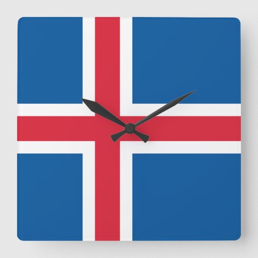 Muurklok met vlag van IJsland Vierkante Klok (Voorkant)