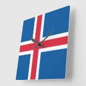 Muurklok met vlag van IJsland Vierkante Klok (Hoek)
