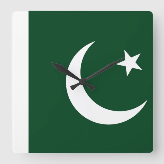 Muurklok met vlag van Pakistan Vierkante Klok (Voorkant)