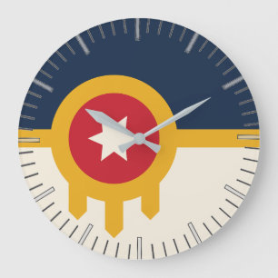 Muurklok met vlag van Tulsa, Oklahoma Grote Klok
