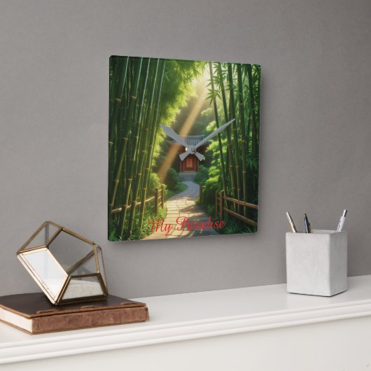 Muurklok mijn paradijs vierkante klok (Kantoor)