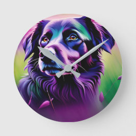 Muurklok - Paarse hond Ronde Klok