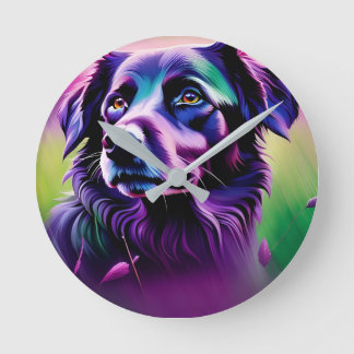 Muurklok - Paarse hond Ronde Klok