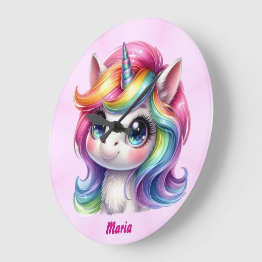 Muurklok schattige eenhoorn grote klok (Hoek)
