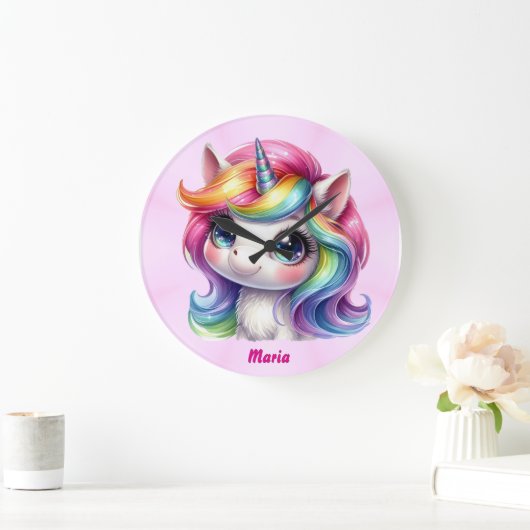 Muurklok schattige eenhoorn grote klok (Huis)