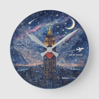 Muurklok van NYC naar Seattle Ronde Klok