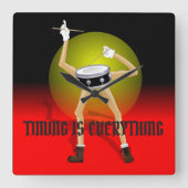 Muurklok voor drummers vierkante klok (Voorkant)