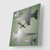 Muurklok voor militaire vliegtuigen vierkante klok (Hoek)