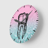 Muurklok voor tandarts en kliniek ronde klok (Hoek)