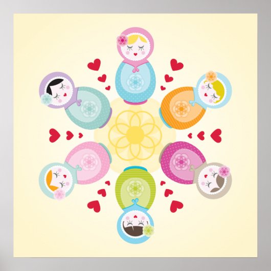 MUURKUNST :: babushka poppen - mandala Poster (Voorkant)