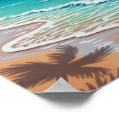 Muurkunst. Blauw zee strand. Poster (Hoek)