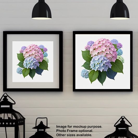 Muurkunst Botanische Hortensia's Floral Poster