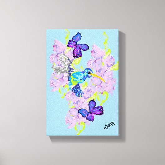 Muurkunst; Dag met een Humming Bird Canvas Afdruk (Voorkant)