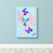 Muurkunst; Dag met een Humming Bird Canvas Afdruk (Insitu (Houten vloer))