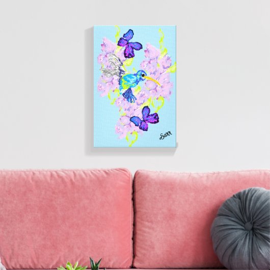 Muurkunst; Dag met een Humming Bird Canvas Afdruk (Insitu (Woonkamer))