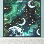 Muurkunst – Droom Emerald Hemel Canvas Print (Insitu (Houten vloer))