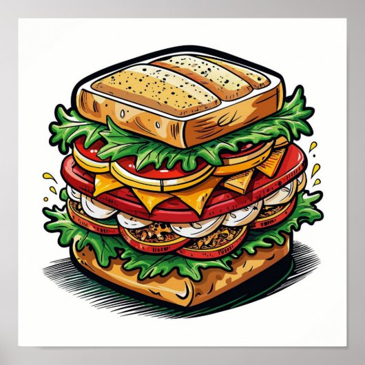 Muurkunst grappig eten poster (Voorkant)