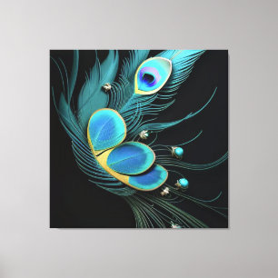 Muurkunst/majestueuze pauw/gestrekt canvas Print