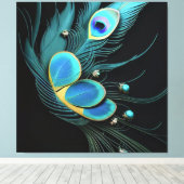 Muurkunst/majestueuze pauw/gestrekt canvas Print (Insitu (Houten vloer))