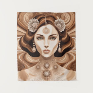 muurkunst Oude vrouw Wandkleed