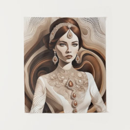 muurkunst Oude vrouw Wandkleed