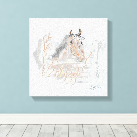 Muurkunst: Paarden grazen binnen de velden Canvas Afdruk (Insitu (Houten vloer))