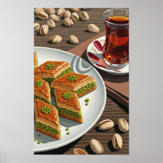 Muurkunst. Pistachio baklava. Poster