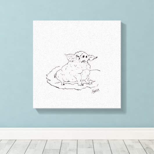 Muurkunst: roze canvas afdruk (Insitu (Houten vloer))