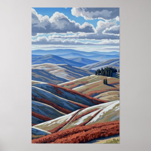 Muurkunst. Rustige heuvels. Poster (Voorkant)