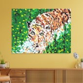 Muurkunst: tijger op de prowl canvas afdruk (Insitu (Woonkamer))
