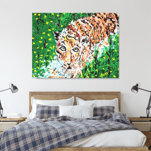 Muurkunst: tijger op de prowl canvas afdruk (Insitu (Slaapkamer))