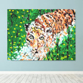 Muurkunst: tijger op de prowl canvas afdruk (Insitu (Houten vloer))