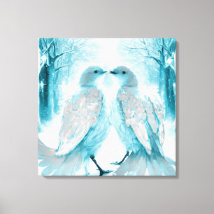 *~* Muurkunst Tortelduifjes AP54 Kunstwinter Canvas Afdruk