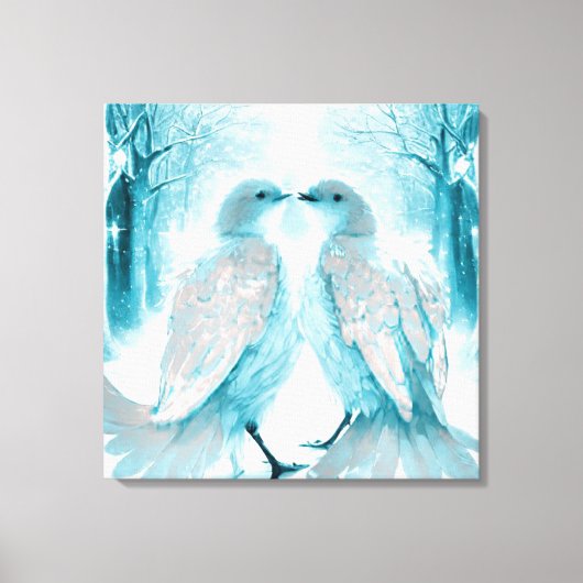 *~* Muurkunst Tortelduifjes AP54 Kunstwinter Canvas Afdruk (Voorkant)