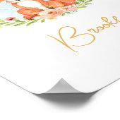 Muurkunst van Cute Floral Fox Animal Nursery Name Poster (Hoek)