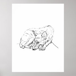 Muurkunst van een schattige hond, Kunstprint van D Poster