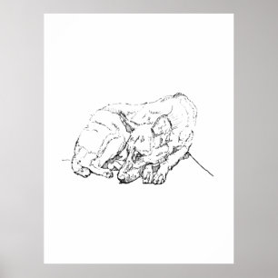 Muurkunst van een schattige hond, Kunstprint van D Poster