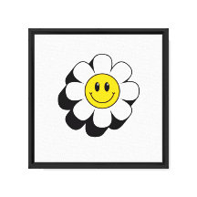 Muurkunst voor kinderen met bloem die lacht – Illu