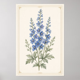 Muurkunstprint met geboortebloem juli, Ridderspoor Poster