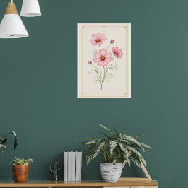 Muurkunstprint met geboortebloem oktober, Cosmos p Poster