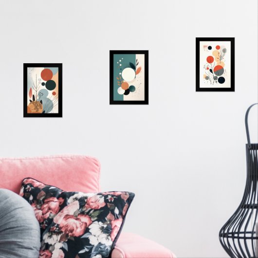 Muurkunstvormen en Abstracte bladeren uit het midd Muurkunst Sets (Woonkamer)