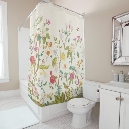 Muurlijk. Bloom. Bomen bloeien. florale illus Douchegordijn (In situ)