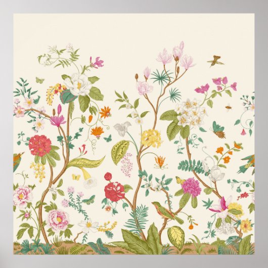 Muurlijk. Bloom. Bomen bloeien. florale illus Poster (Voorkant)