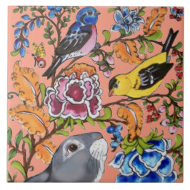 Muurlijk rabbijn koraal bovendeel van 2 stukken tegeltje