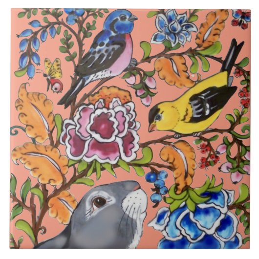 Muurlijk rabbijn koraal bovendeel van 2 stukken tegeltje (Voorkant)