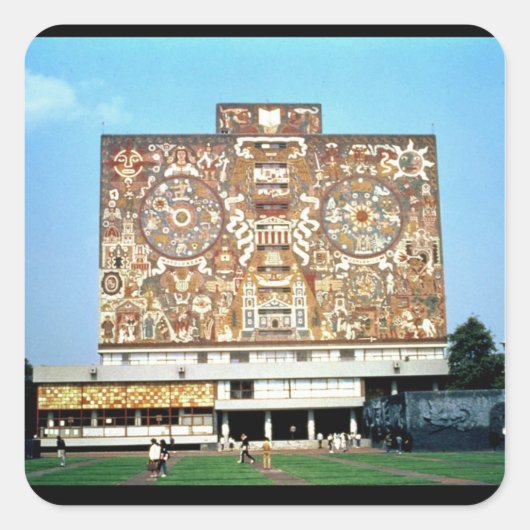 Muurmozaïek op de gevel van de centrale bibliothee vierkante sticker (Voorkant)