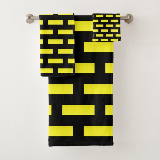 Muurpatroonzwart en geel bad handdoek (Insitu)
