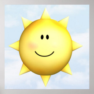Muurposter happy face zonneschijn 23x23 op maat ge poster