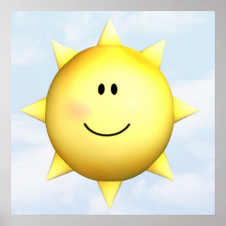 Muurposter happy face zonneschijn 23x23 op maat ge poster