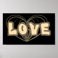 Muurposter met liefde- en hartafbeeldingen
